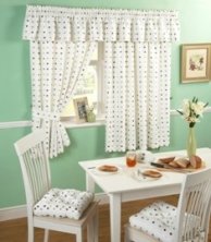 Spot Chocolate & Lime Kitchen Curtains