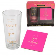 By Appointment Glass & Coaster - Love, Gin and Tonic